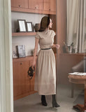Shua Back Button Repeat Flare Knit One Piece (Belt set)