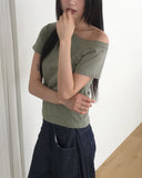 Dad side pin tuck snap button wide long denim pants