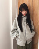 [Brushed Lining] Lao Fleece Two-Way Crop Adjust Hood Zip-Up