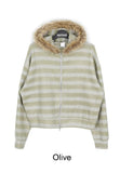 Ready Fur Crop Knit Hood Zip-Up