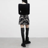 preske printing denim skirt