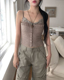 Mobi Ruffle Lace Ribbed Sleeveless
