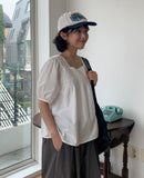 Kohyo Summer Embroidered Shirring Short Sleeve Blouse