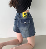 Back Pocket Point A-line Denim Skirt Shorts