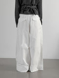 Teve Pintuck Wide Cotton Pants