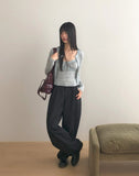 Sera Shirring Lace Ribbon Crop Long Sleeve Sleeveless Cardigan Set