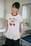 Cherry Cats CROP Ringer Tee
