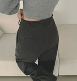 Wool Pin Tuck Button Adjust Wide Slacks