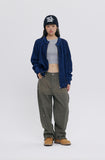TWO TONE HEAVY KNIT ZIP UP
