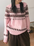 Babe Vintage Snowflake Nordic Round Long Sleeve Knit