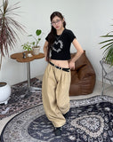 Harni Boucle Embroidery Crop Tee