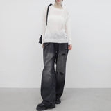 (Unisex) Patchier Back Silt Denim Pants