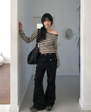 Pouch Multi Stripe One-Shoulder Long Sleeve