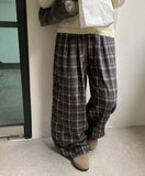Calcori Banding Check Wide Pants