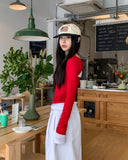 Fruit Back Twist Rib Knit Long Sleeve