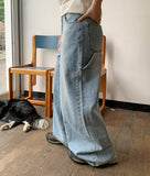 Kuhaka carpender washed light blue wide denim pants