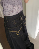 Onni Embroidered Balloon Wide Denim Long Pants