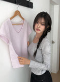 Poring V-neck short-sleeved knit