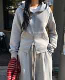 Moz Zipper Two-Way Slim Hooded Zip-Up