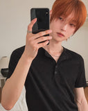 Montes Crop Henley Neck Short Sleeve T-shirt