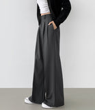 Inner Button Adjust Waist Adjustment Wide Slacks Pants