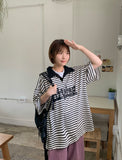 [Unisex] Hion Stripe Collar Over Short Sleeve Tee