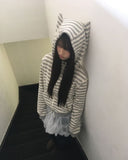 Nean Neko Stripe Two-Way Hood Zip-Up