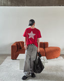 Grain Stud Washed Wide Denim Pants