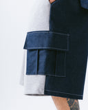 Denim Sweat Mixed Cargo Half Pants