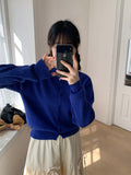 Lande color round knit cardigan