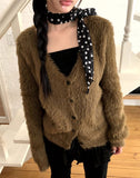 Laha Angora V-neck Fur Cardigan