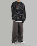 Discharged brushed washed sweatshirt