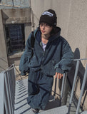 Detro Denim Track Hood Zip-Up