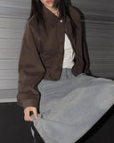 Wicon Collar Cotton Crop Short Jumper Jacket