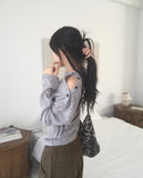 Miken shoulder slit button wool long sleeve T-shirt