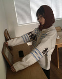 Nekan Nordic collar wood button knit cardigan