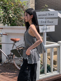 Witty Stripe Flare Halter Sleeveless