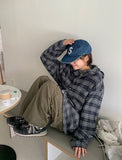 [unisex] Yumei String Hood Over Check Shirt