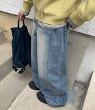 Kosihi Washing Pintuck Wide Denim Pants