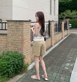 Patch Point Elbow Length Bermuda Half Cotton Shorts