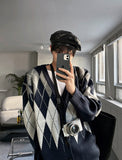 Modern argyle cardigan
