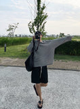 Linen wide short banding denim