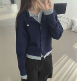 Wool Pendant High-Quality Color Matching Layered Cardigan