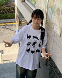 [unisex] Donay Cat Printing Over Short Sleeve Tee