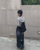 Luxe Black Wash Denim Long Skirt