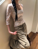 Leona Flower See-through Three Quarter T-shirt
