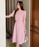 Rocha Tweed Ribbon Short Sleeve Flare One Piece