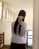Neha loose wool round neck cable knit