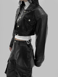 melty leather cropped jacket