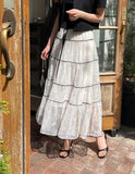 Senne V-neck Sleeveless Knit Lace Tiered Skirt Set